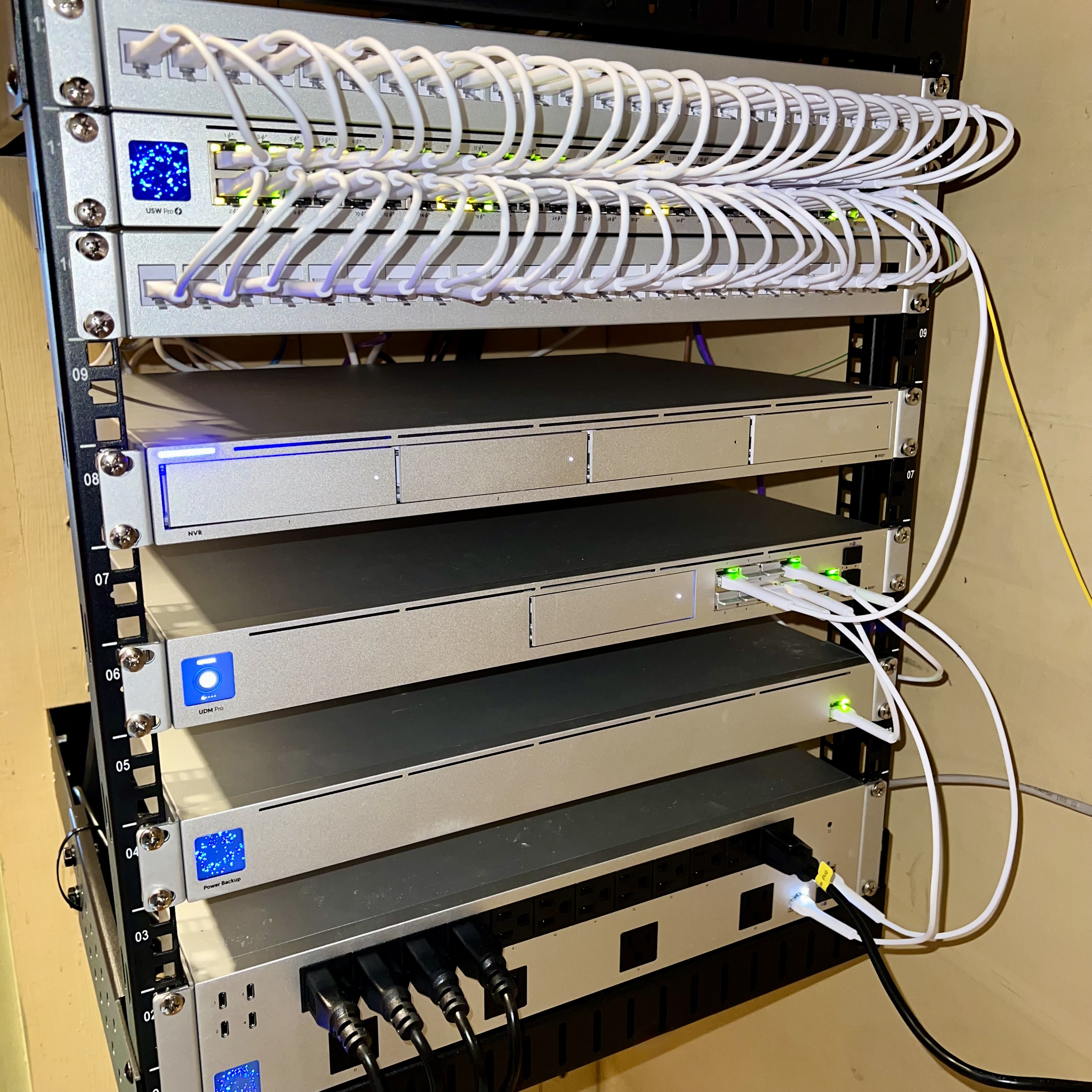 Clean, organized network rack after installation